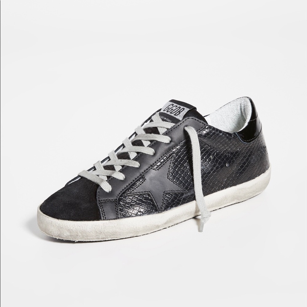 Golden Goose Black Python Superstar Sneakers